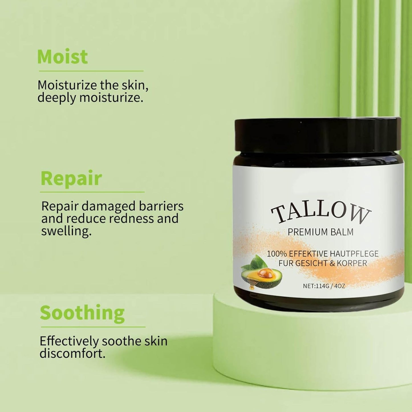 Beef Tallow Balm for Skin Care,Beef Tallow Moisturizer for Skin Care,Beef Tallow Skincare,Natural Moisturizing Oil for Dry Skin Beef Tallow,Whipped & Unscented Balm 4 Oz (2)