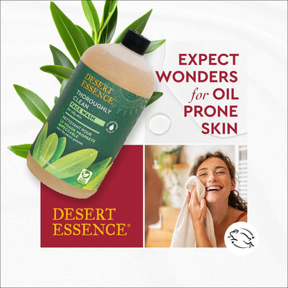 Thoroughly Clean Face Wash - Original - 32 Fl Oz - Tea Tree Oil - for Soft Radiant Skin - Gentle Cleanser - Extracts of Goldenseal, Awapuhi, Chamomile Essential Oils
